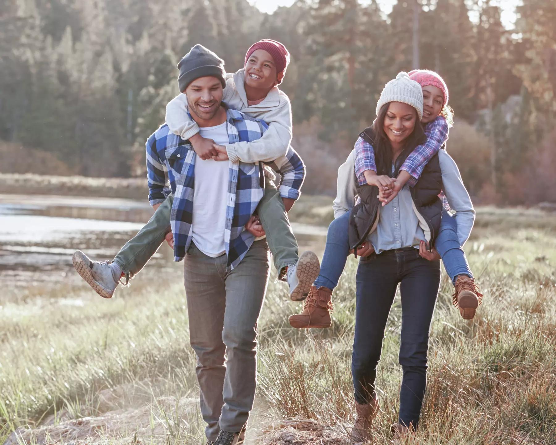 Family of four hiking and leaving a family legacy