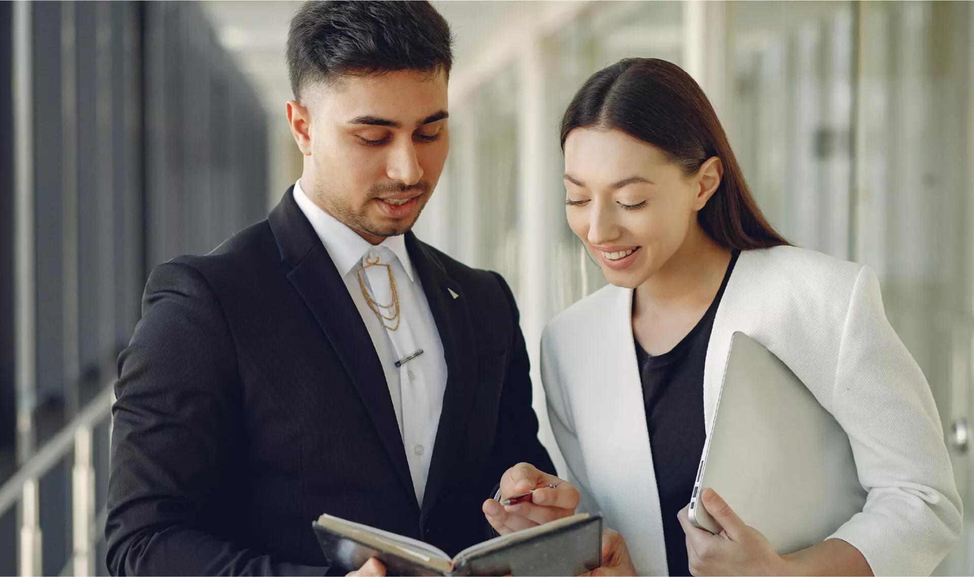 two young professionals connect