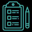 an icon of a clipboard and pen symbolizing forms